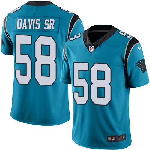 Men's Elite Thomas Davis Nike Jersey Blue - #58 Rush NFL Carolina Panthers